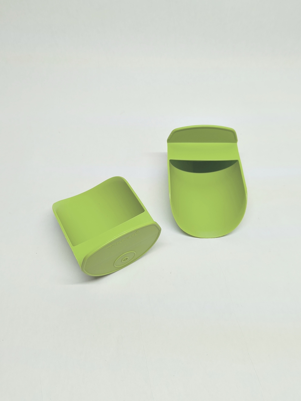 TUPPERWARE Green Rocker Canister Plastic Scoops Flour Sugar Rice Set Of 2